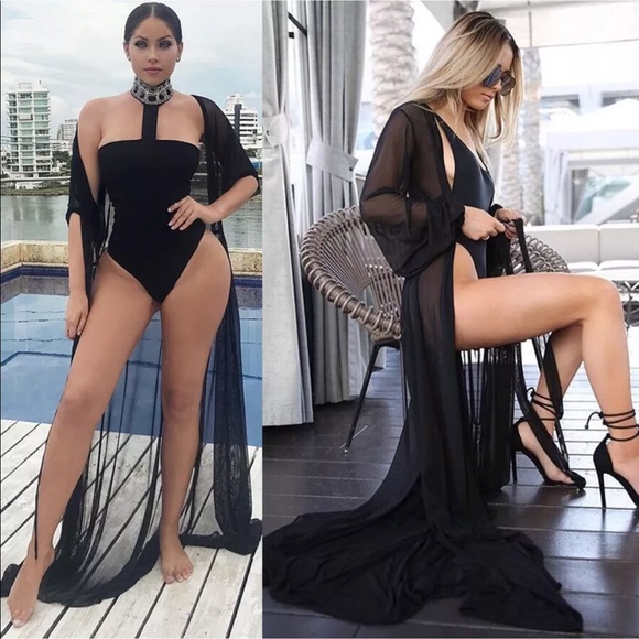 Black sheer robe yacht cruise Pinup old Hollywood - Picture 2 of 2